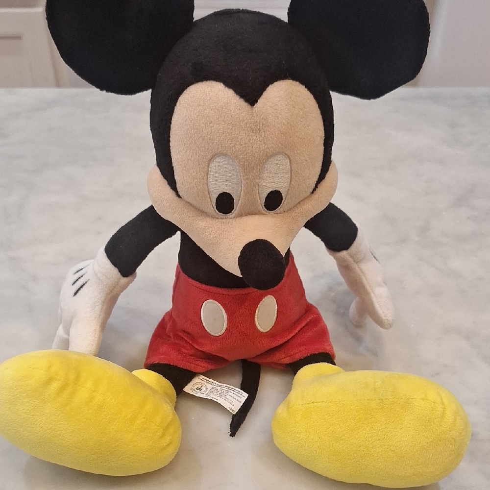 Disney Mickey Mouse Plush Toy Black Red Yellow 16" Tall Good Used Condition‎